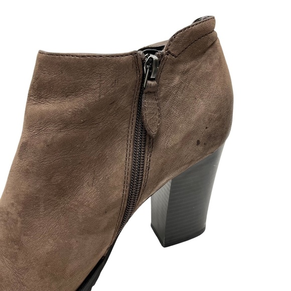 FRANCO SARTO PICNIC Dark Brown Espresso Genuine Leather Ankle Booties Boots  10 - Picture 10 of 16